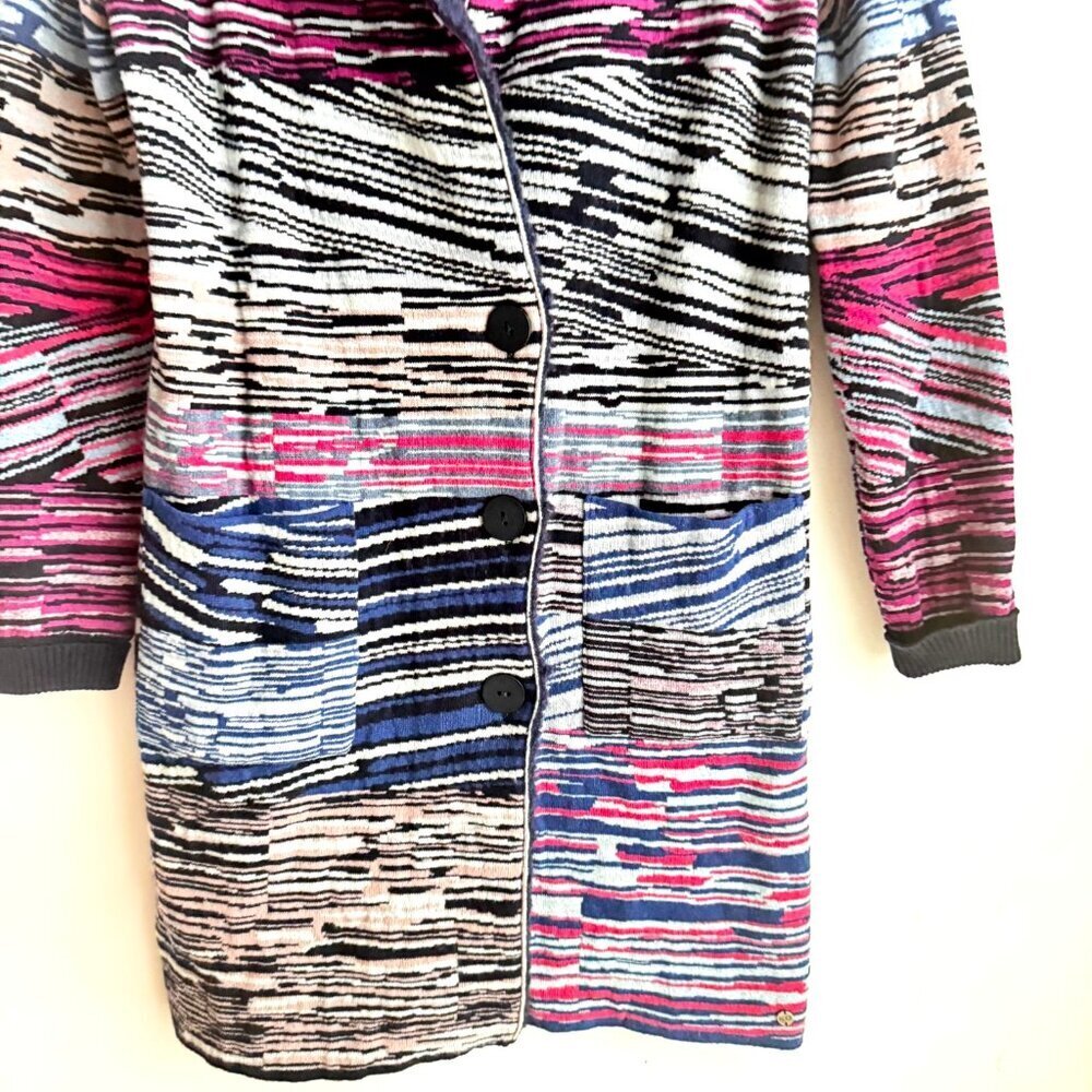 Kooi Knitwear Patchwork Colourful Long Cardigan S/6 - Picture 3 of 8